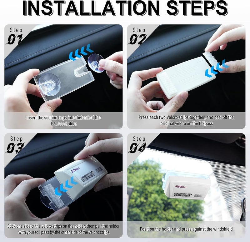 JUSTTOP EZ Pass Holder with Powerful Suction Cups for Windshield, Fits for Most US States, Easy to Install and Remove - Image 5